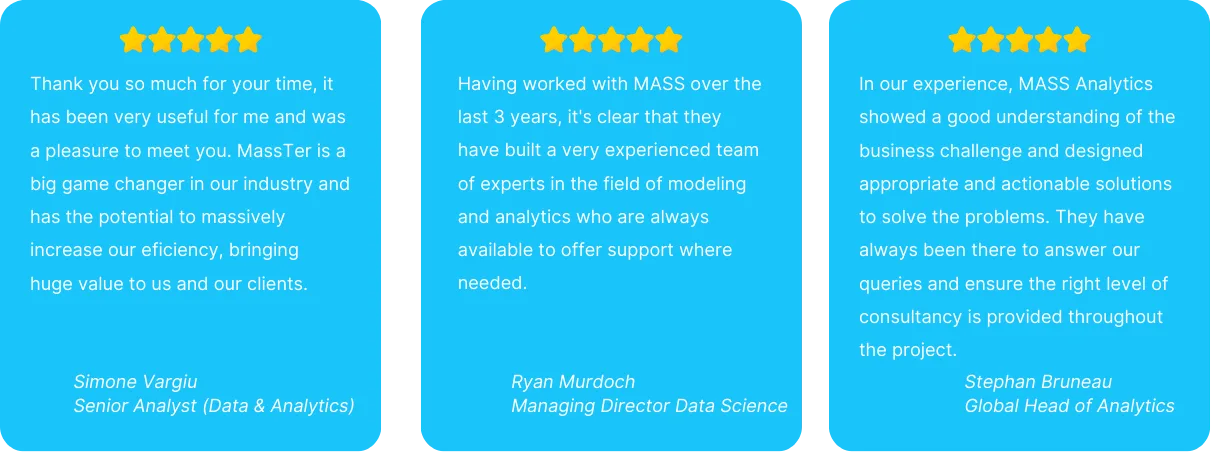 MASS Analytics' client testimonials 